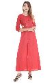Best Designer Long pattern Red colored Cotton fabric 3/4 Size sleeves Party Wear Kurti Dress