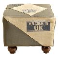Square Canvas Upholstery Ottoman