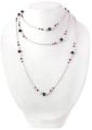 SAPPHIRE RUBY EMERALD ROSARY STYLE STERLING SILVER NECKLACE
