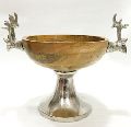 Aluminium Footed Wooden Bowl with designer Deer handle