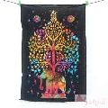 Multi Elephant Tree Of Life Poster Size Wall Hanging Tapestry-Craft Jaipur