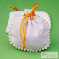 Round Pom Pom Jewelry Bags, Wedding Gift Cotton White Pouches