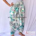 White Printed Handmade Cotton Trouser Women Yoga Harem Pants-Craft Jaipur