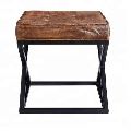 INDUSTRIAL LEATHER TOP IRON STOOL