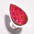 Cobalto Calcite Druzy Raw Gemstone 925 Sterling Silver Ring Size US 7.75