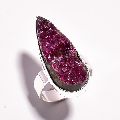 Cobalto Calcite Druzy Raw Gemstone 925 Sterling Silver Ring Size US 7