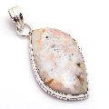 Sterling Silver crazy lace agate gemstone silver pendant