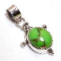 Green Copper Turquoise Gemstone 925 Sterling Silver Pendant