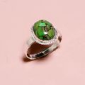 Green Copper Turquoise Silver Ring