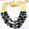 Designer Latest Fashion Green corundum Pearl Beaded Necklace