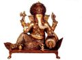 Lord Ganesha Sitting On A Sofa Brass Metal Statue of modern sculpture