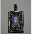Ethnic Sterling Silver Pendant with Rainbow MoonstonePendant