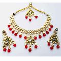 Beautiful Pearls Touch Gold Plated Meena Kundan Wedding Designer Handmade Necklace Jewelry set