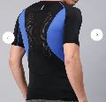 Black and Blue Polyester Round Neck Half Sleeve T-Shirt
