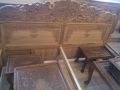 Semi Carved Wooden Double Bed