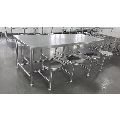 Grey stainless steel hotel table