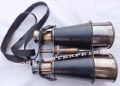 Antique Brass Mini Pocket Binocular with Red Leather Wrap