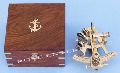 Brass Nautical Sextant with Wooden Box