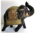 Wooden Brass Fitted Elephant Statue