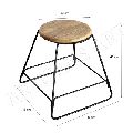 RUSTIC IRON FRAME NATURAL WOOD TOP INDUSTRIAL STACKABLE STOOL