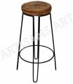 VINTAGE INDUSTRIAL IRON BAR STOOL WITH JUTE PADDED SEAT