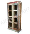 VINTAGE RECLAIMED SOLID WOOD FARMHOUSE GLASS DISPLAY CABINET