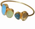 18K Gold Plated Multi Gemstone Designer Cuff Bracelet