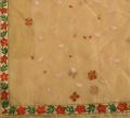 cream colored embroidered art silk sari