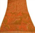 pure silk saree saffron printed sari decor craft fabric