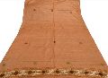 brown colored pure silk hand embroidered long dupatta