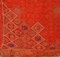 Beautiful red colored pure silk hand embroidered painted long scarves