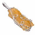 Amber Raw Gemstone Wire Wrapped Pendant