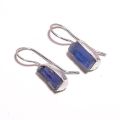 925 sterling silver matt finished natural blue kyanite raw gemstone dangle earrings