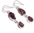 Garnet Pink Tourmaline Raw Gemstone Earrings