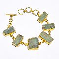 Green Kyanite Raw Gemstone Gold Plated Bracelet