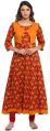 Floral Printed Stitched Party Wear Anarkali Cotton Kurti