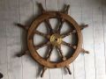 25” Nautical Wooden Ship Steering Wheel. Solid Wood Wheel With Brass Centre