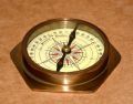 Antique vintage Brass compass 3.5" maritime marine compass hexagon shape gift