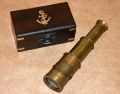 Antique vintage maritime brass 6" telescope royal navy spyglass with wooden box
