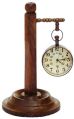Brass Nautical Table Clock Hanging Desk Decor Desk Clock on Wooden Stand Gift