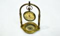 Brass Nautical Table Clock Maritime Victoria London Compass With Hanging Clock