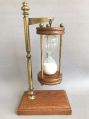 Vintage Hanging HOURGLASS Brass/Wood/Glass White Sand Timer Nautical Ornament