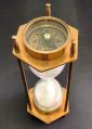 Vintage Nautical Brass Decor Sand Timer Antique Maritime Hourglass with Compass
