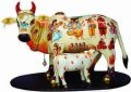 Multicolor Kamdhenu Cow And Calf Figurine