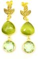 Green Amethyst & Monolisa Gemstone Stud Earring