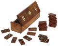 WOODEN DOMINO SET WITH BRASS ANCHOR ON TOP