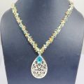Gold Plated Multi Stone Cluster Chain Necklace