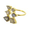 Labradorite Gold Vermeil Prong Set Adjustable Size Ring