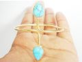Turquoise Gemstone Gold Plated Sterling Silver Adjustable Bangle