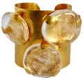 Gemstone 14K Gold Plated Open Cuff Bangle Bracelet